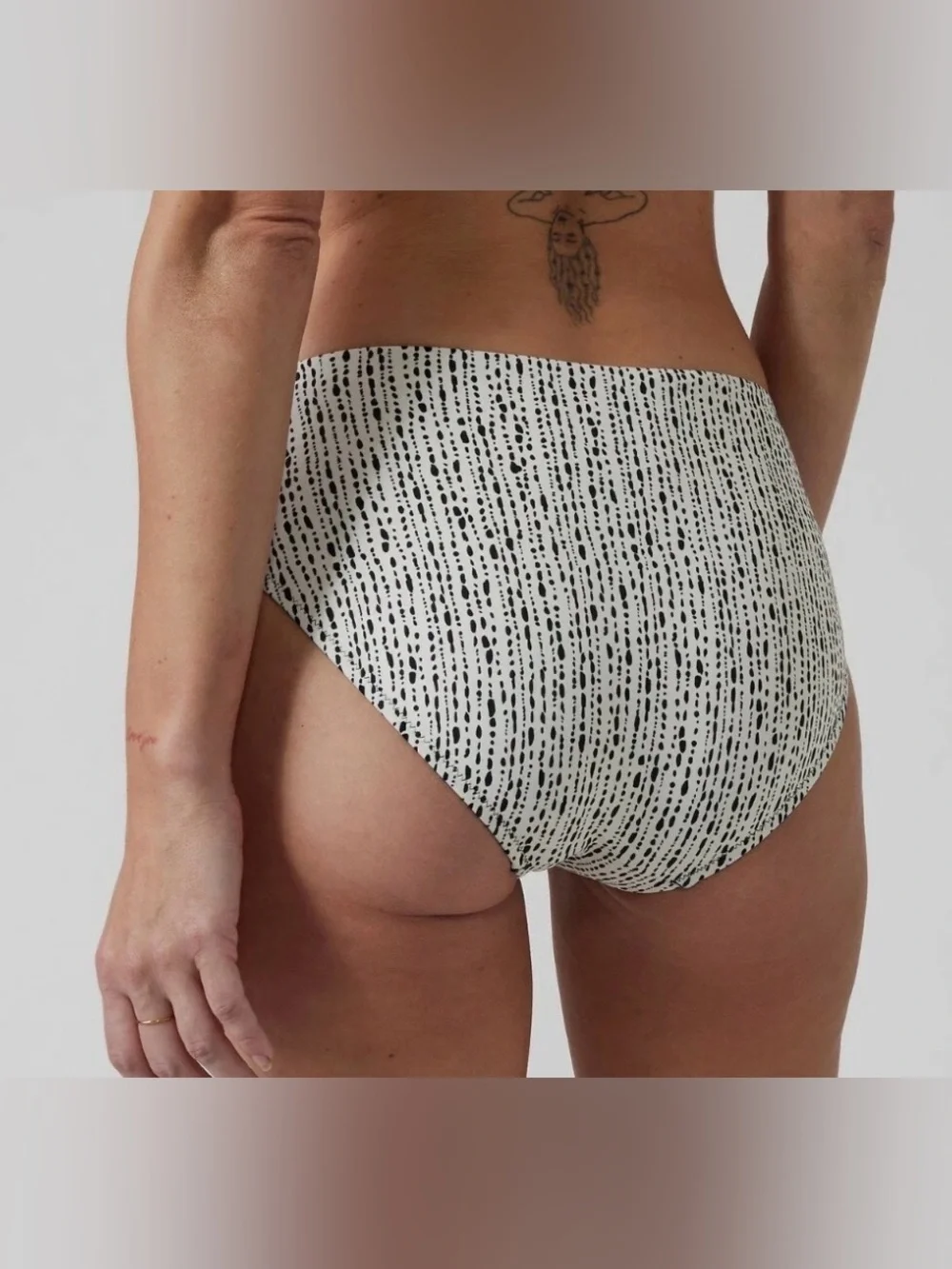 Athleta Clean Full Printed Bikini Bottom, Rice Pearls Sea Salt SIZE Large